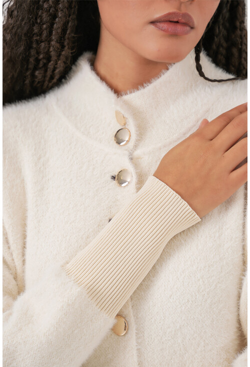 Kadın Yumuşak Dokulu Uzun Triko Hırka 15953