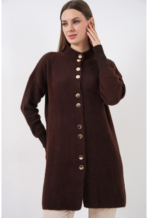 Kadın Yumuşak Dokulu Uzun Triko Hırka 15953