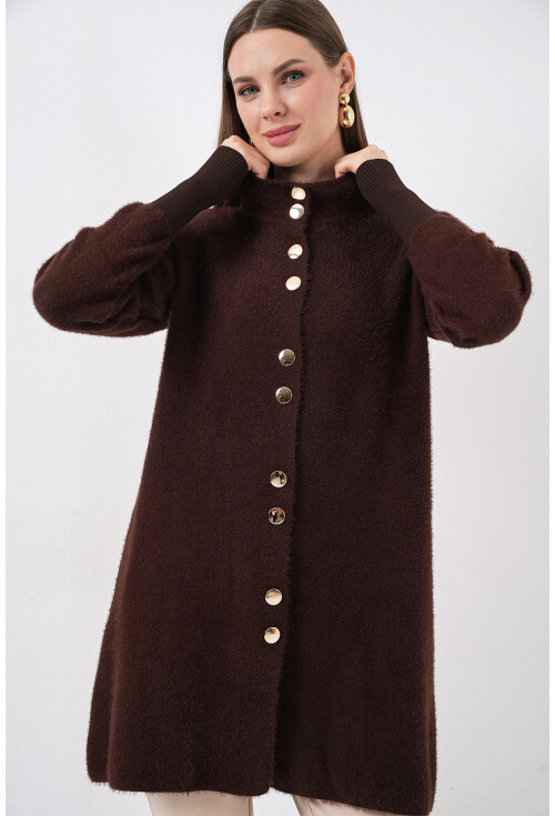 Kadın Yumuşak Dokulu Uzun Triko Hırka 15953