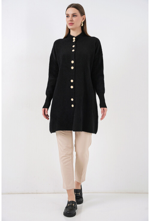 Kadın Yumuşak Dokulu Uzun Triko Hırka 15953