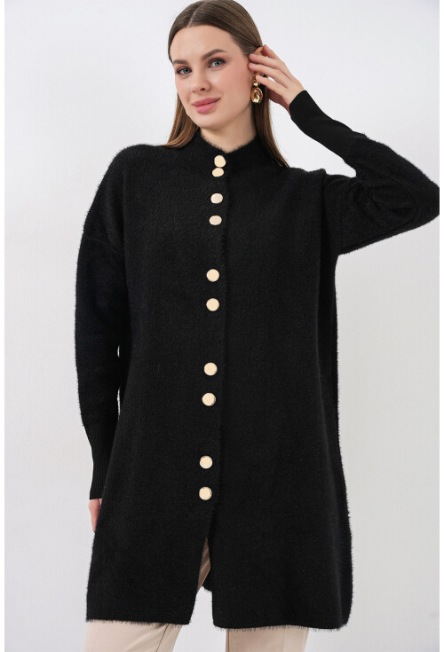 Kadın Yumuşak Dokulu Uzun Triko Hırka 15953