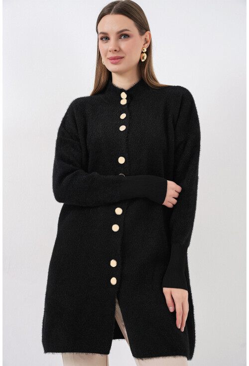 Kadın Yumuşak Dokulu Uzun Triko Hırka 15953