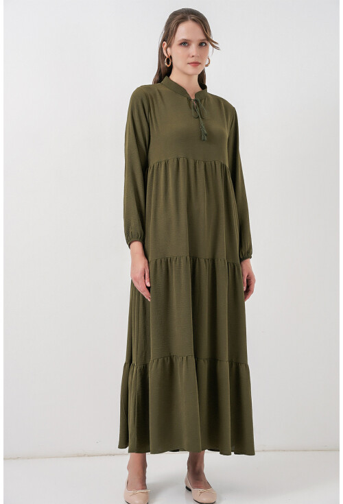 T1627 Yaka Bağcıklı Elbise