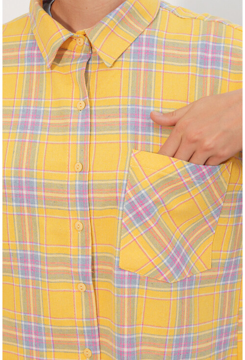 Kadın Ekose Desen Oversize Oduncu Gömlek 3854