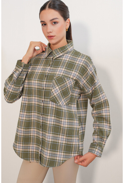 3854 Plaid Shirt With Double Pocket