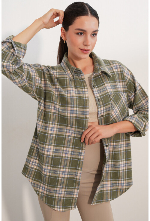3854 Plaid Shirt With Double Pocket