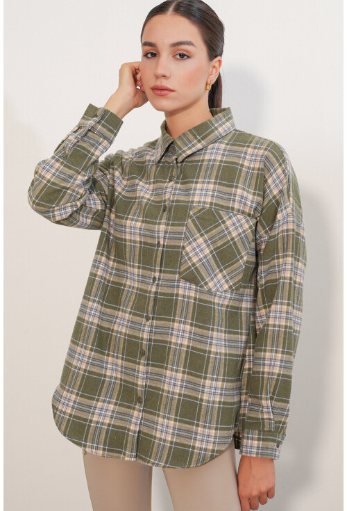 3854 Plaid Shirt With Double Pocket