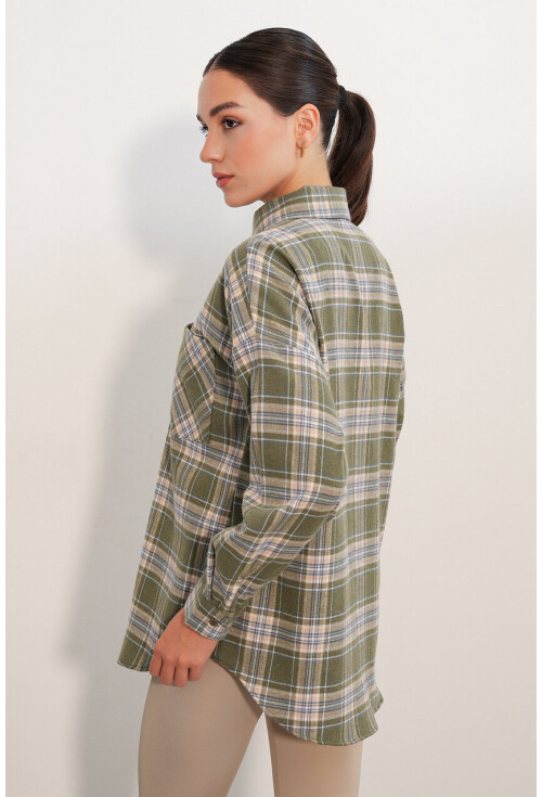 3854 Plaid Shirt With Double Pocket