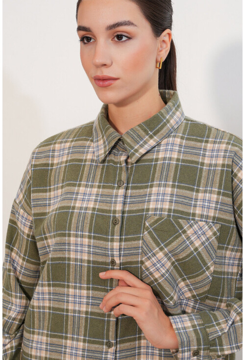 3854 Plaid Shirt With Double Pocket