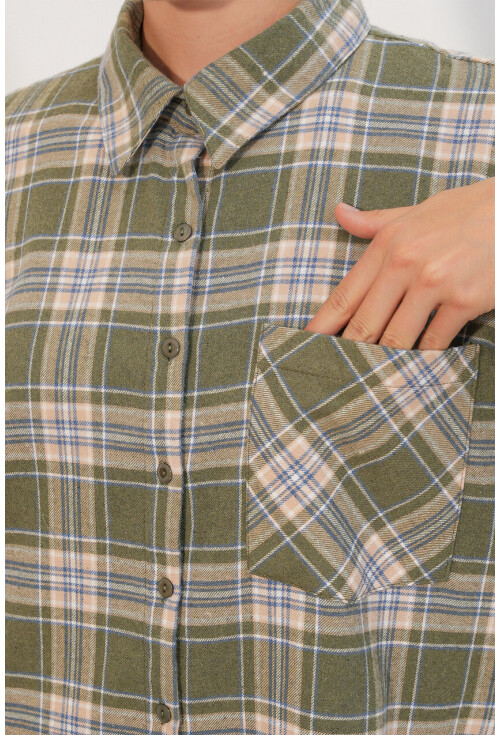 3854 Plaid Shirt With Double Pocket