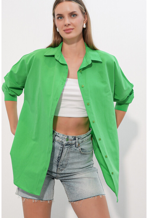 3900 Oversize Uzun Basic Gömlek
