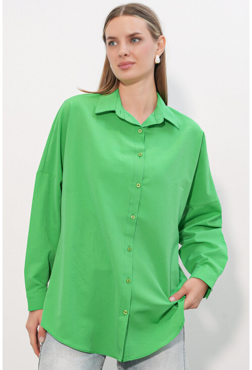 3900 Oversize Uzun Basic Gömlek