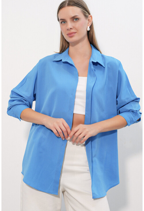 3900 Oversize Uzun Basic Gömlek