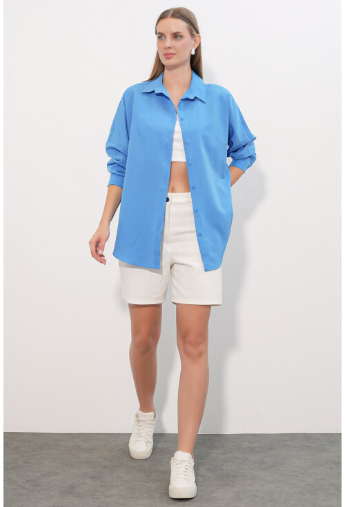 3900 Oversize Uzun Basic Gömlek