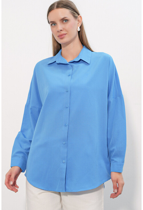 3900 Oversize Uzun Basic Gömlek