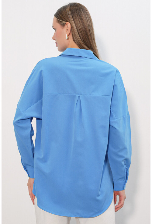 3900 Oversize Uzun Basic Gömlek