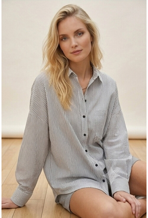 3900 Oversize Uzun Basic Gömlek