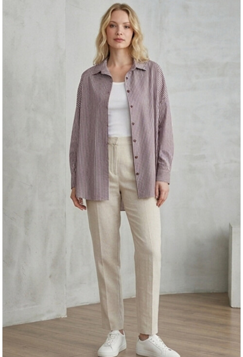 3900 Oversize Uzun Basic Gömlek
