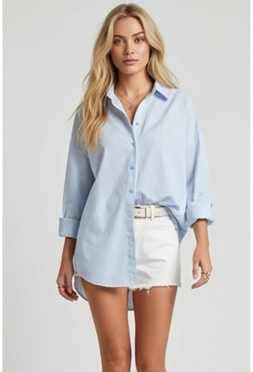 3900 Oversize Uzun Basic Gömlek