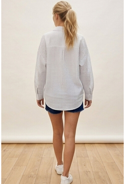 3900 Oversize Uzun Basic Gömlek