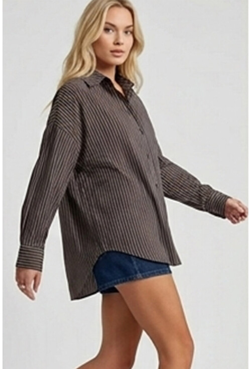 3900 Oversize Uzun Basic Gömlek