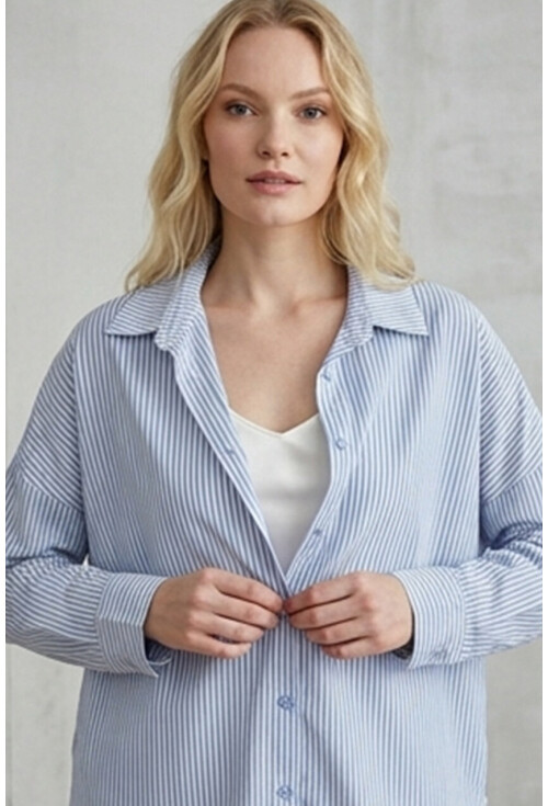 3900 Oversize Uzun Basic Gömlek