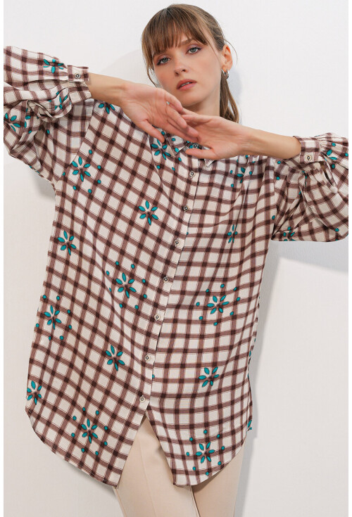 3900 Oversize Uzun Basic Gömlek