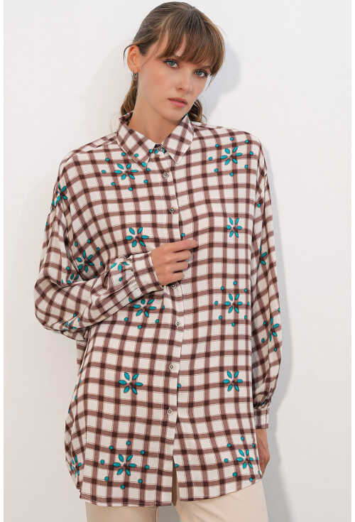 3900 Oversize Uzun Basic Gömlek