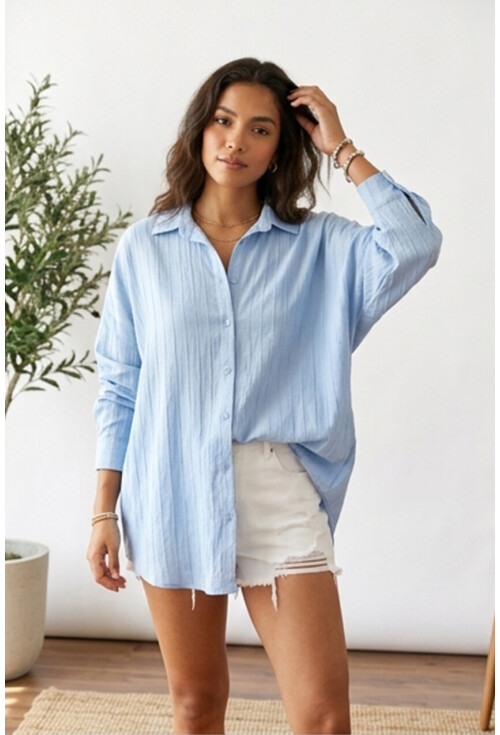 3900 Oversize Uzun Basic Gömlek