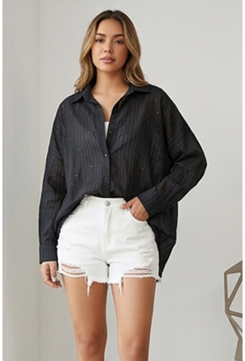 3900 Oversize Uzun Basic Gömlek