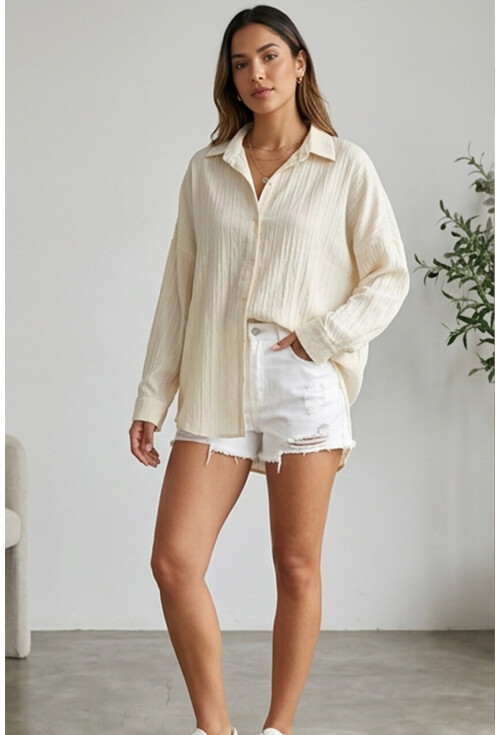 3900 Oversize Uzun Basic Gömlek