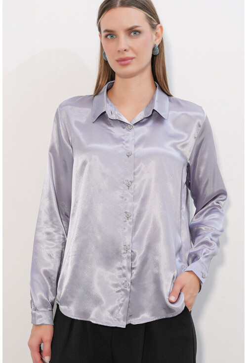 3964 Light Draped Satin Shirt