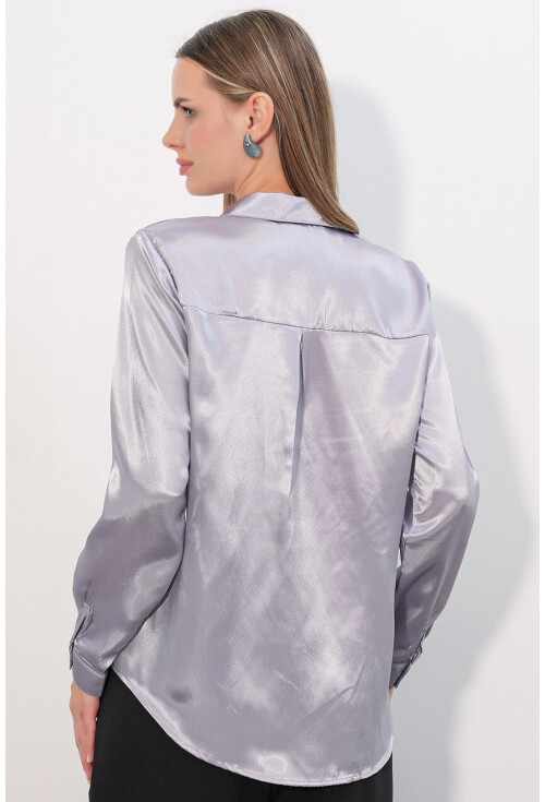 3964 Light Draped Satin Shirt