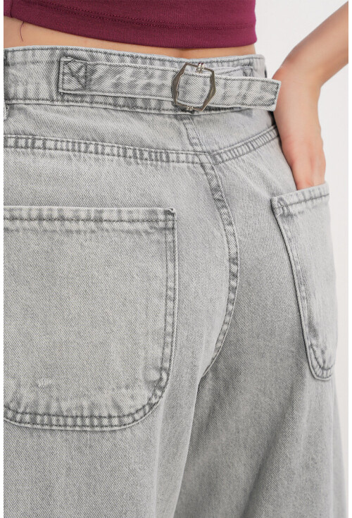 6689 Kadın Yüksek Bel Baggy Kot Pantolon