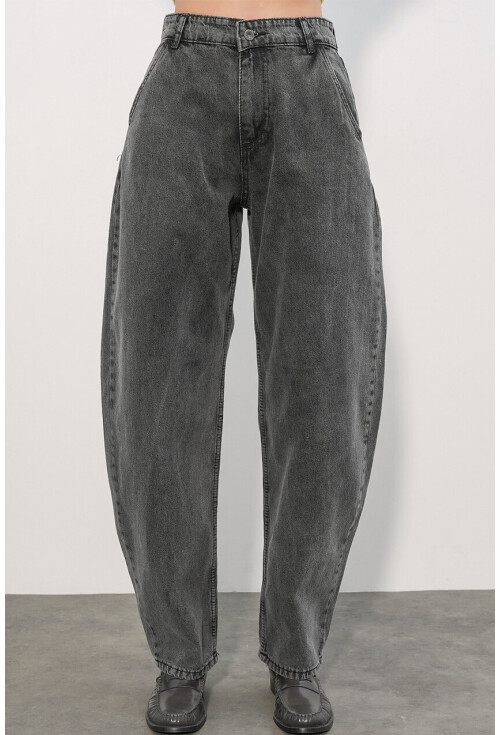 6689 Kadın Yüksek Bel Baggy Kot Pantolon