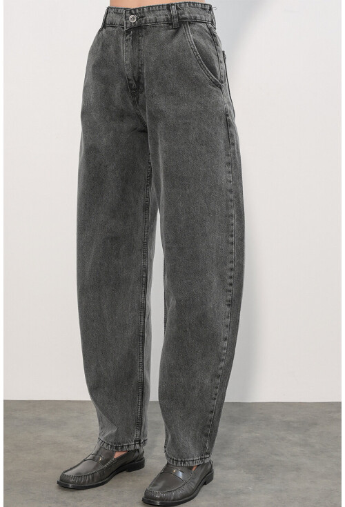 6689 Kadın Yüksek Bel Baggy Kot Pantolon