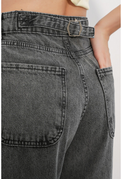 6689 Kadın Yüksek Bel Baggy Kot Pantolon