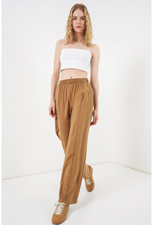 Kadın Beli Lastikli Bol Paça Pantolon 30087