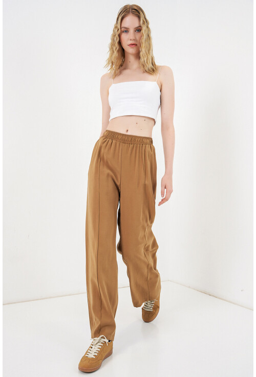 Kadın Beli Lastikli Bol Paça Pantolon 30087