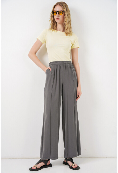 Kadın Beli Lastikli Bol Paça Pantolon 30087