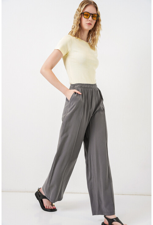 Kadın Beli Lastikli Bol Paça Pantolon 30087