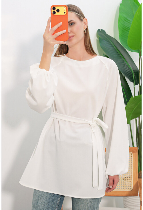 Kadın Çizgili Bağcıklı Oversize Tunik 50009