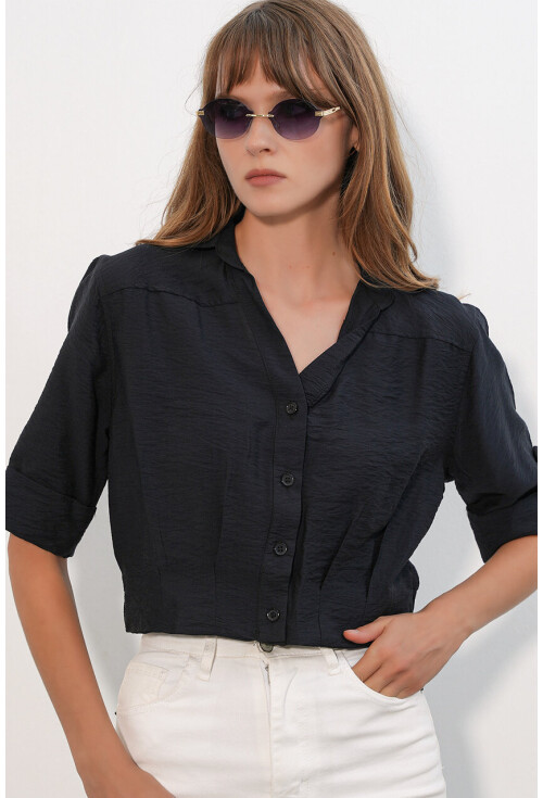Kadın Crop Oversize Gömlek 20390
