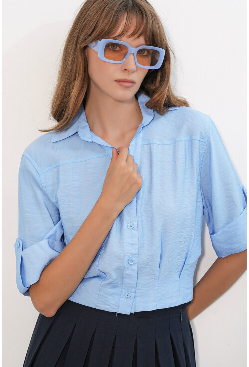 Kadın Crop Oversize Gömlek 20390
