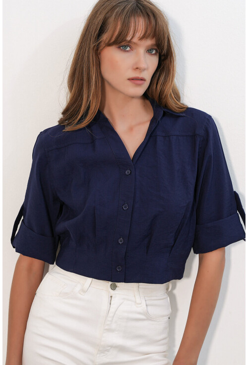 Kadın Crop Oversize Gömlek 20390