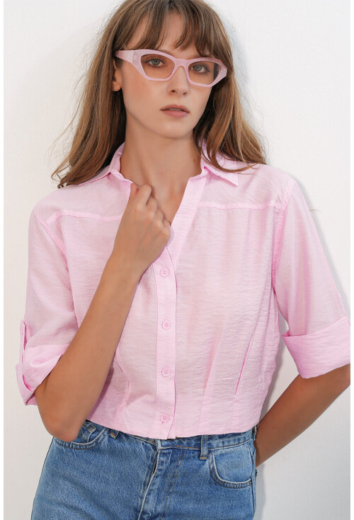 Kadın Crop Oversize Gömlek 20390