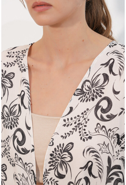 Kadın Desenli Oversize Kimono 5999