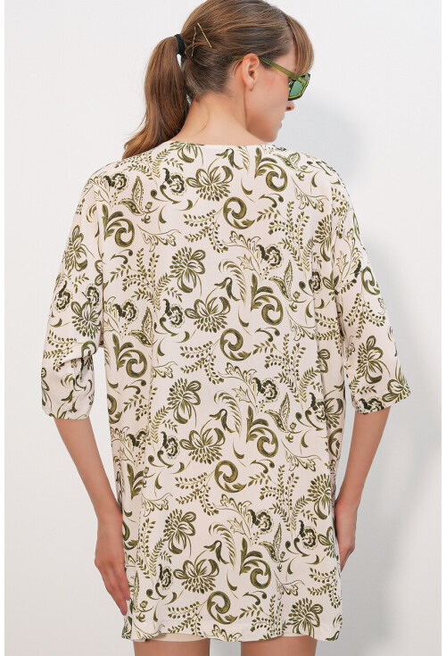 Kadın Desenli Oversize Kimono 5999