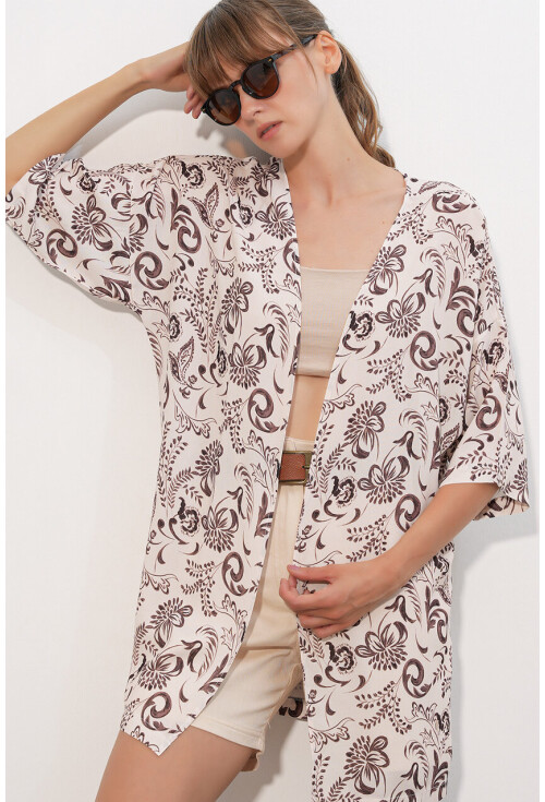 Kadın Desenli Oversize Kimono 5999