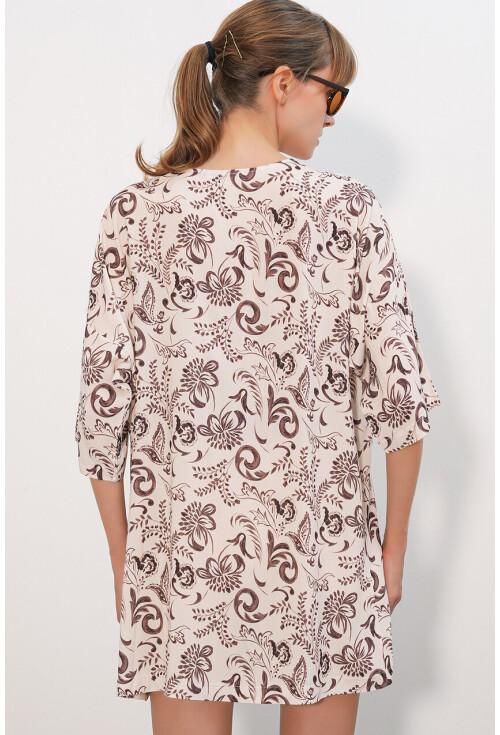 Kadın Desenli Oversize Kimono 5999